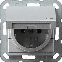 Розетка с заземлением без рамки Gira System55 1-м. крышка 16А алюминий картинка